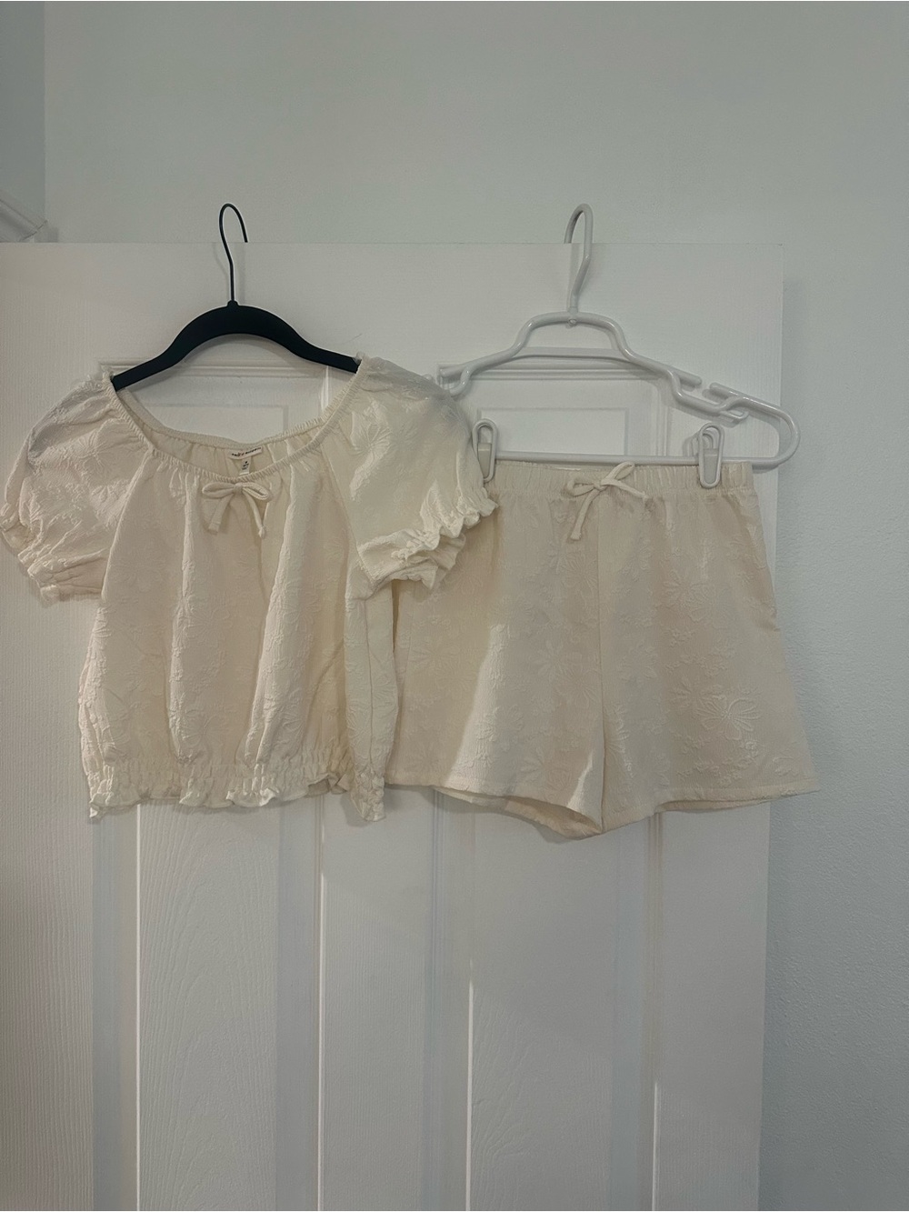 Self Esteem Cream Textured Short Pajama Set